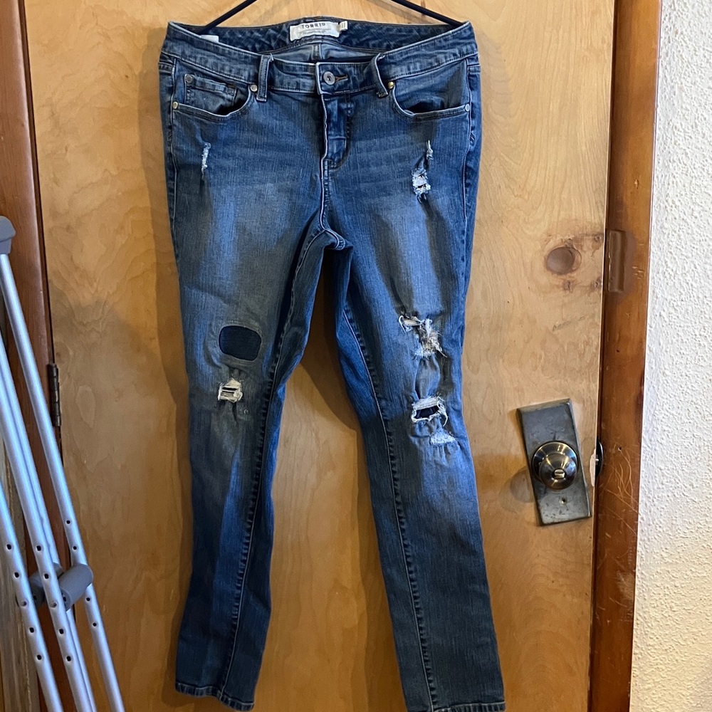Torrid Distressed Skinny Jeans in Blue
